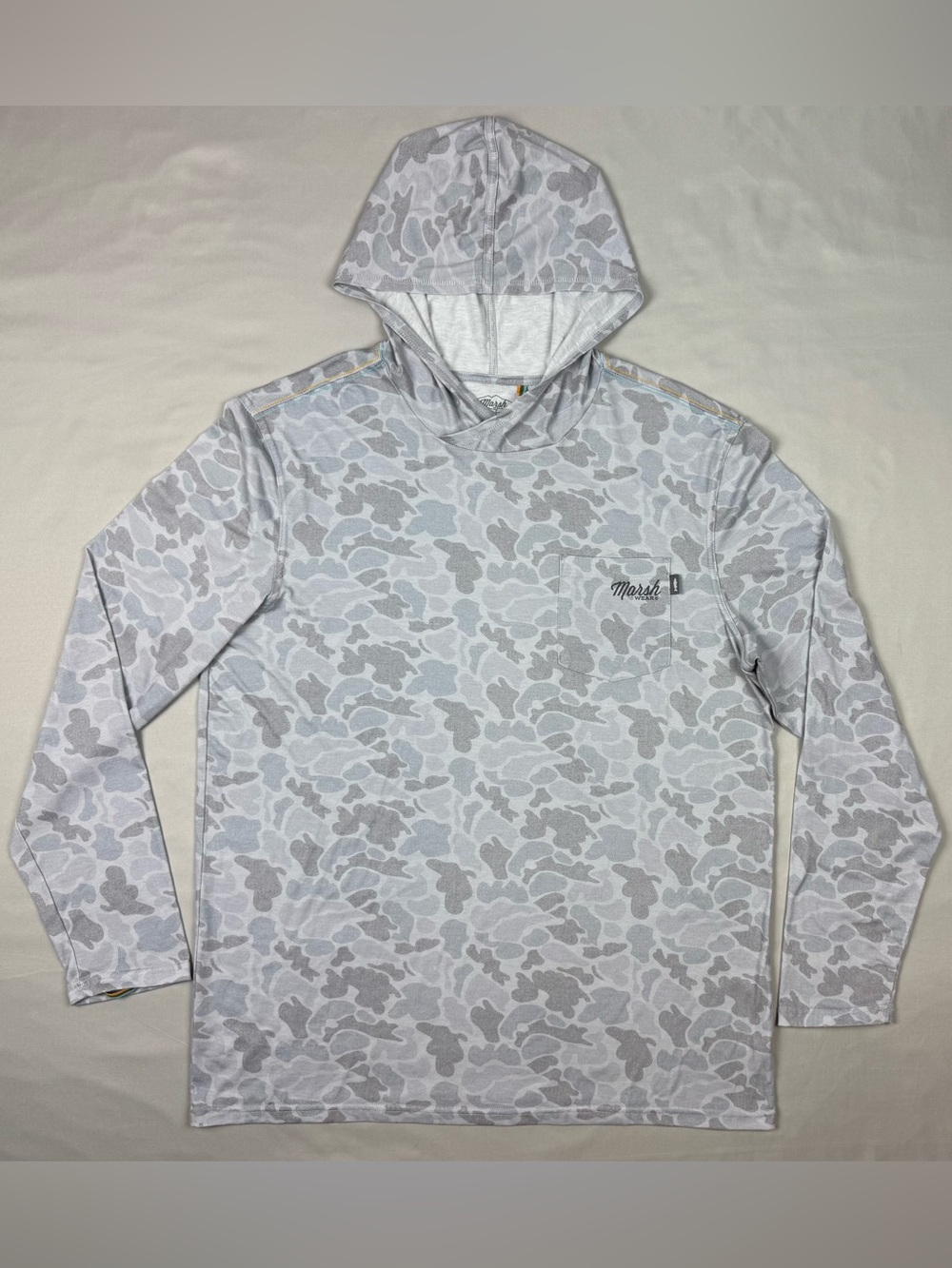 Marsh Wear Mens Mallard Pamlico Hoodie XL Performance Duck Camo Grey EUC A3